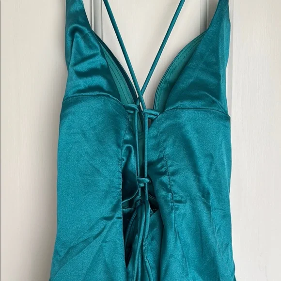 Lucy in the Sky Teal Blue/Green Babydoll Cocktail Dress - Picture 6 of 8